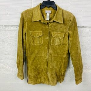 Liz Claiborne Camel Suede leather Shirt jacket size large